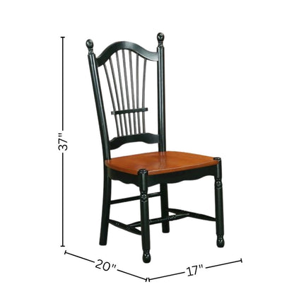 Black and Cherry Dining Chair, Wooden Seat, High Back, Set of 2