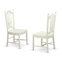 Solid Wood Dining Room Chairs with Slatted Back, Linen White, Set of 2