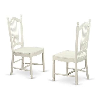 Solid Wood Dining Room Chairs with Slatted Back, Linen White, Set of 2