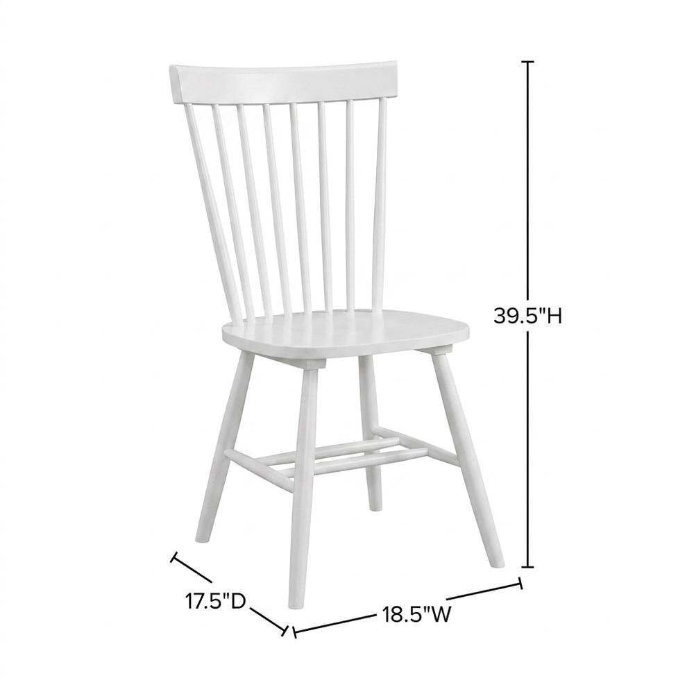 Solid Wood Dining Room Chairs with Slatted Back, Linen White, Set of 2