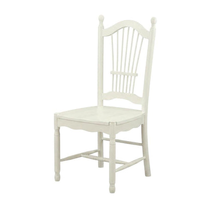 Solid Wood Dining Room Chairs with Slatted Back, Linen White, Set of 2