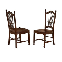 Mahogany Dining Chair, Wooden Seat, High Back, Set of 2, Asian Wood
