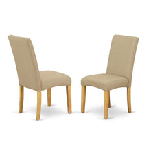 Oak Parsons Dining Chair with Upholstered Seat, High-Back Kitchen Chair, Set of 2