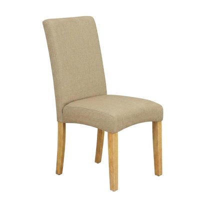 Oak Parsons Dining Chair with Upholstered Seat, High-Back Kitchen Chair, Set of 2
