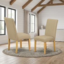 Oak Parsons Dining Chair with Upholstered Seat, High-Back Kitchen Chair, Set of 2