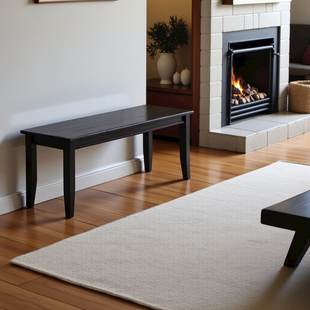 Elegant Solid Wood Dining Bench with Black Finish for Versatile Seating