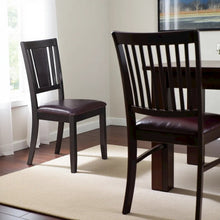 Elegant Black Wooden Dining Chairs with Faux Leather Seat – Set of 2