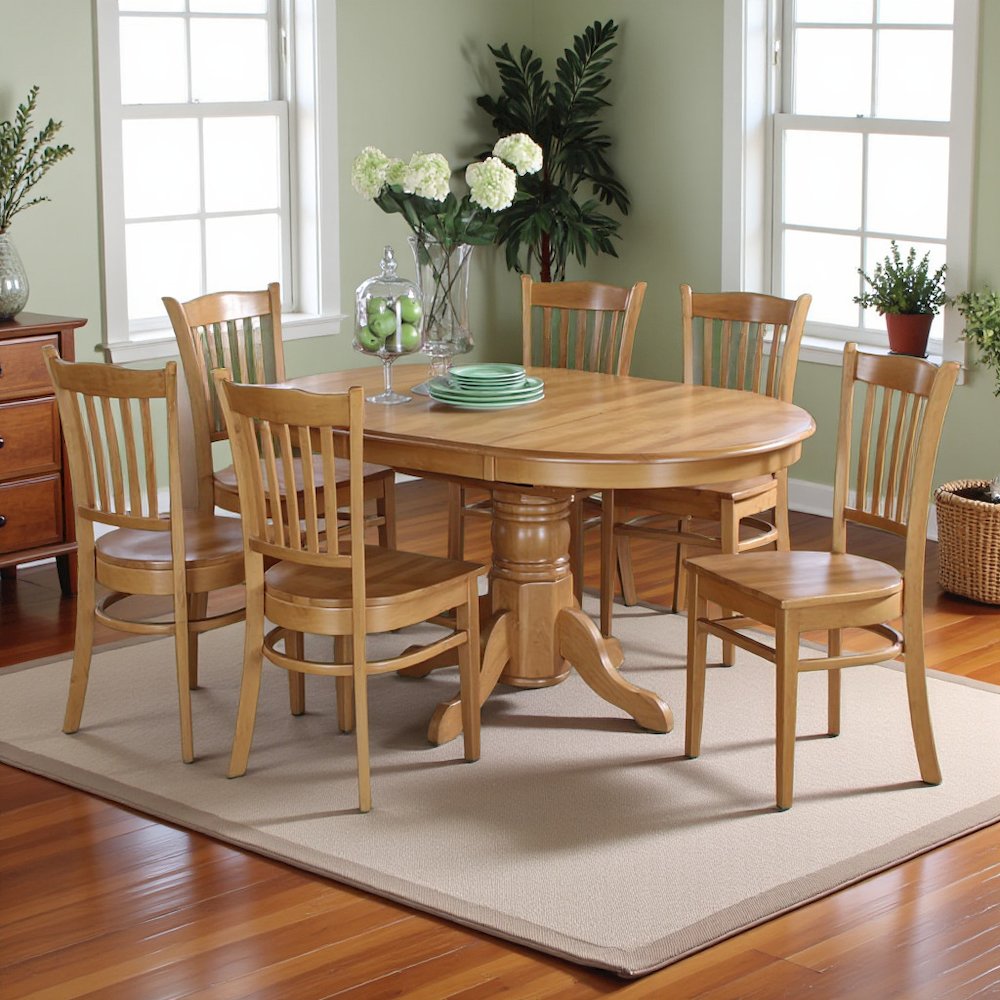 Elegant Oval Dining Table Set – 6 Chair Dining Room Table with Leaf