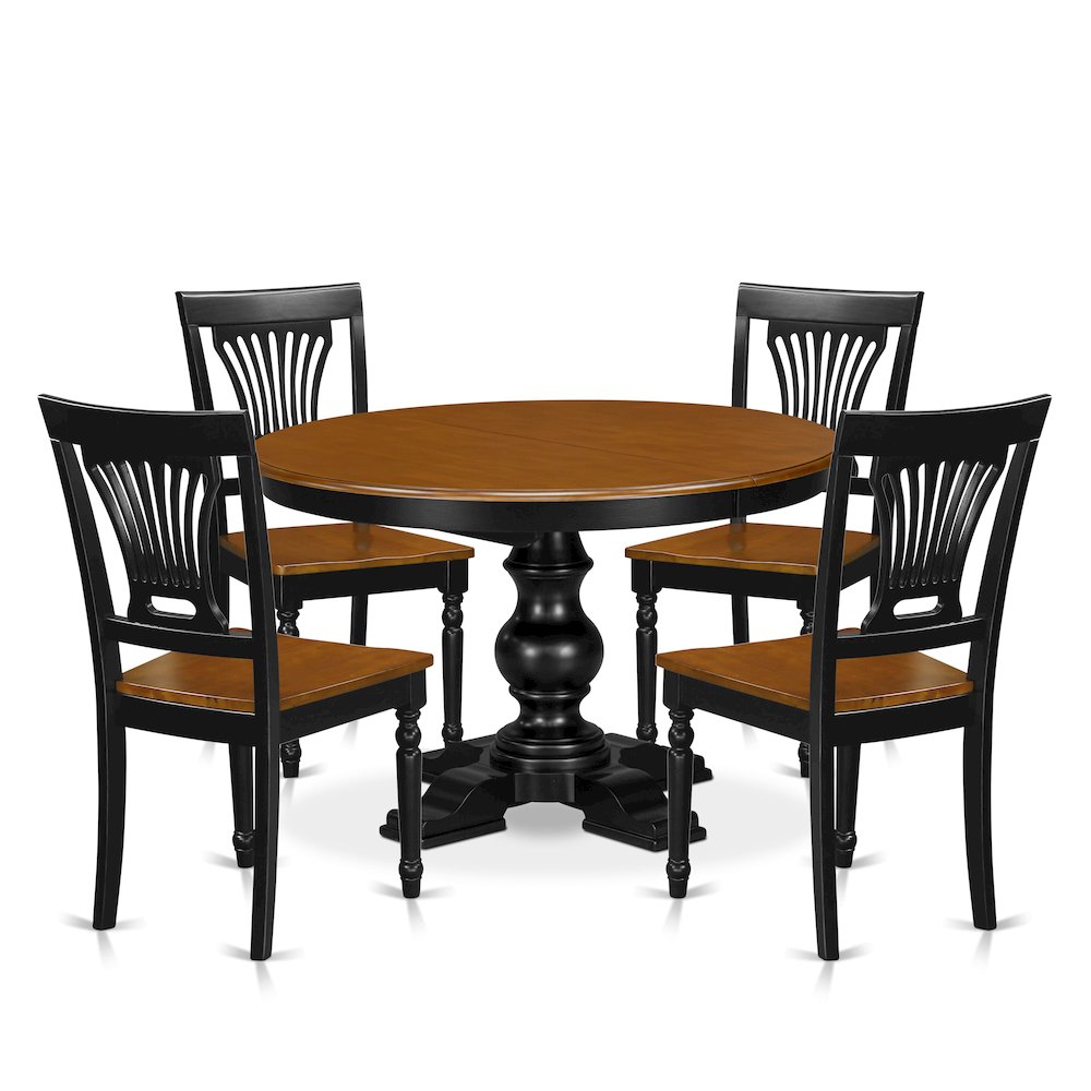5-Piece Dinner Table Set, Black & Cherry