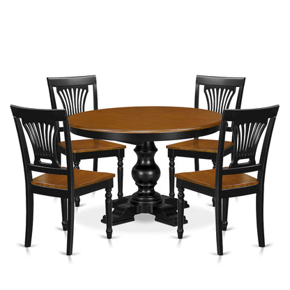 5-Piece Dinner Table Set, Black & Cherry