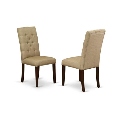 Fabric-Upholstered Parsons Dining Chair with Mahogany Legs for Dining Room, Set of 2