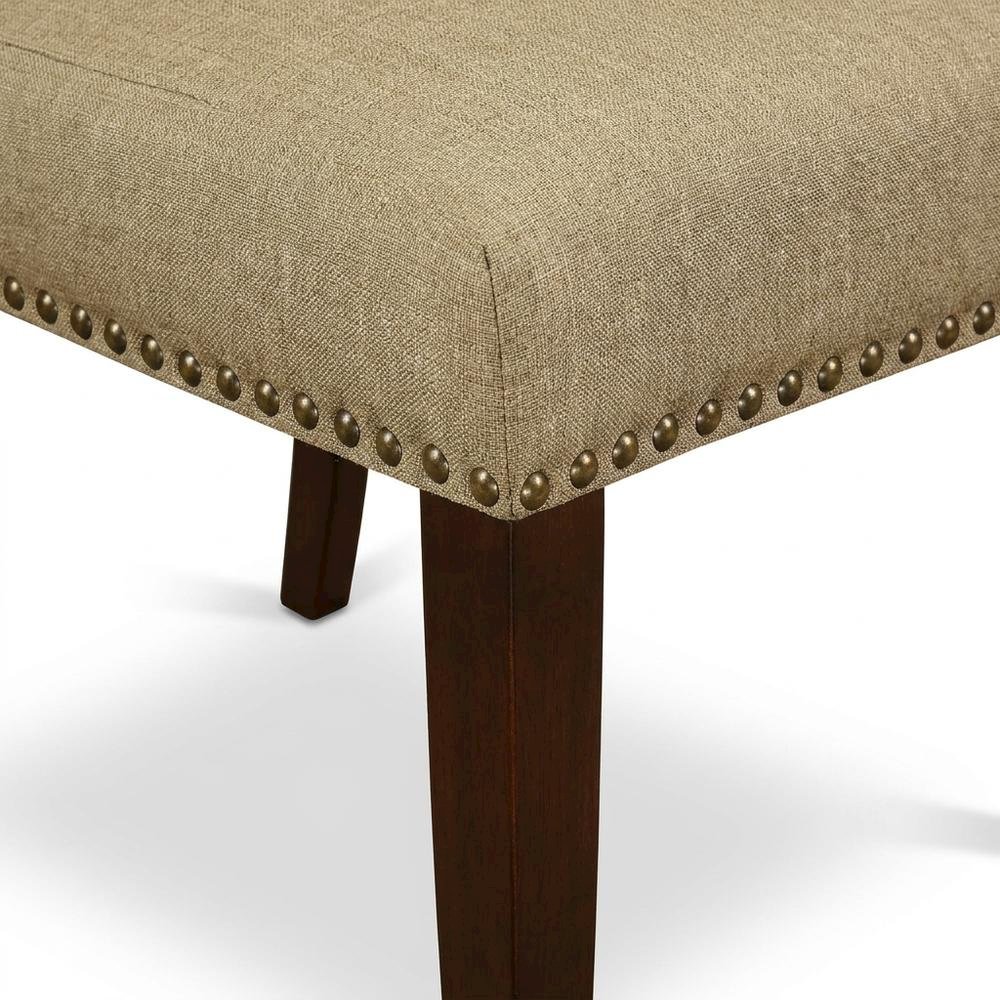 Fabric-Upholstered Parsons Dining Chair with Mahogany Legs for Dining Room, Set of 2