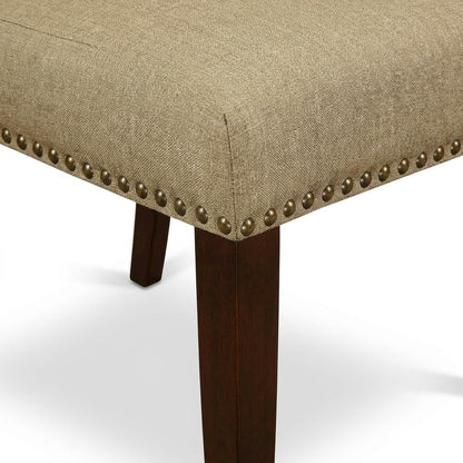 Fabric-Upholstered Parsons Dining Chair with Mahogany Legs for Dining Room, Set of 2