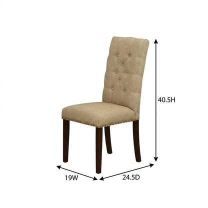 Fabric-Upholstered Parsons Dining Chair with Mahogany Legs for Dining Room, Set of 2