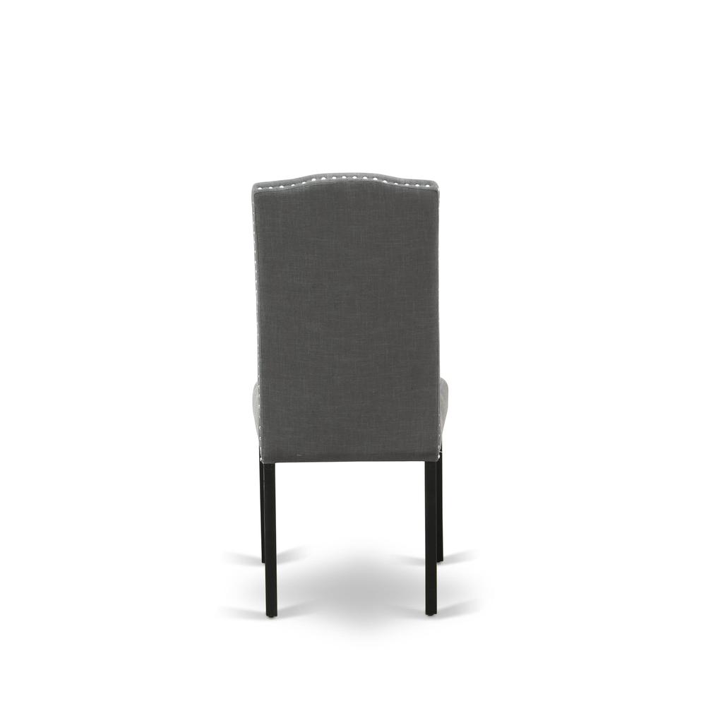 7-pc dining table set with Chair’s Legs and Dark Gotham Gray Linen Fabric