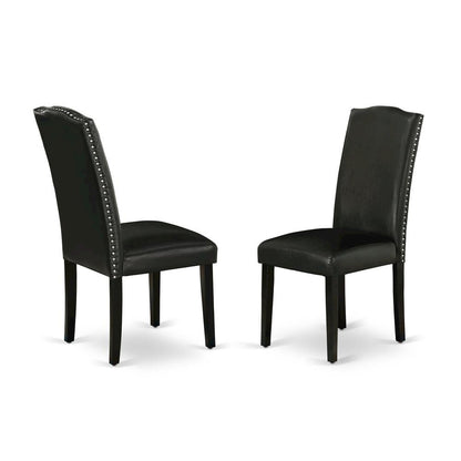 Faux Leather Parsons Dining Chairs with Nailhead Trim, Padded, Set of 2