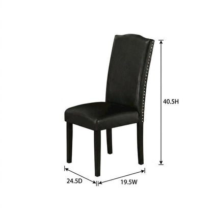 Faux Leather Parsons Dining Chairs with Nailhead Trim, Padded, Set of 2