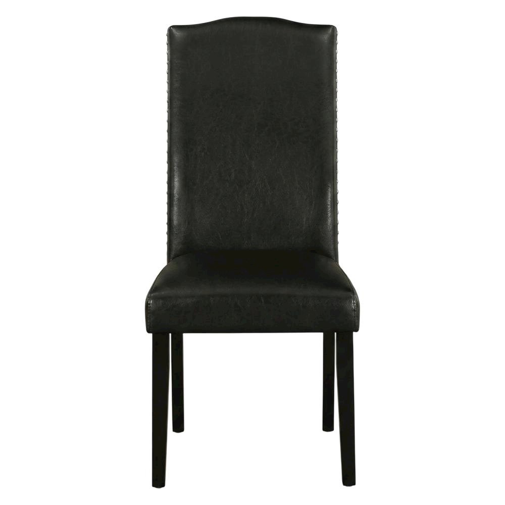 Faux Leather Parsons Dining Chairs with Nailhead Trim, Padded, Set of 2