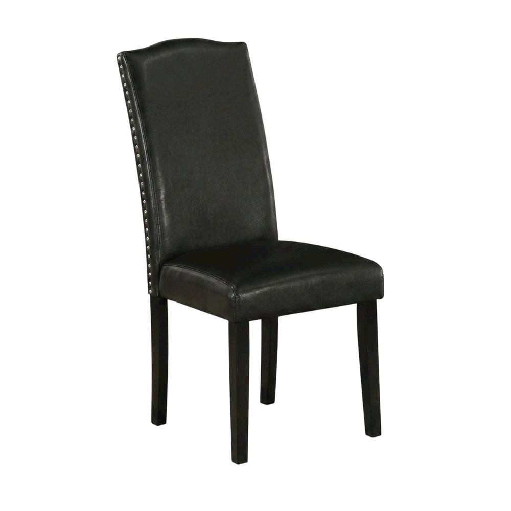 Faux Leather Parsons Dining Chairs with Nailhead Trim, Padded, Set of 2
