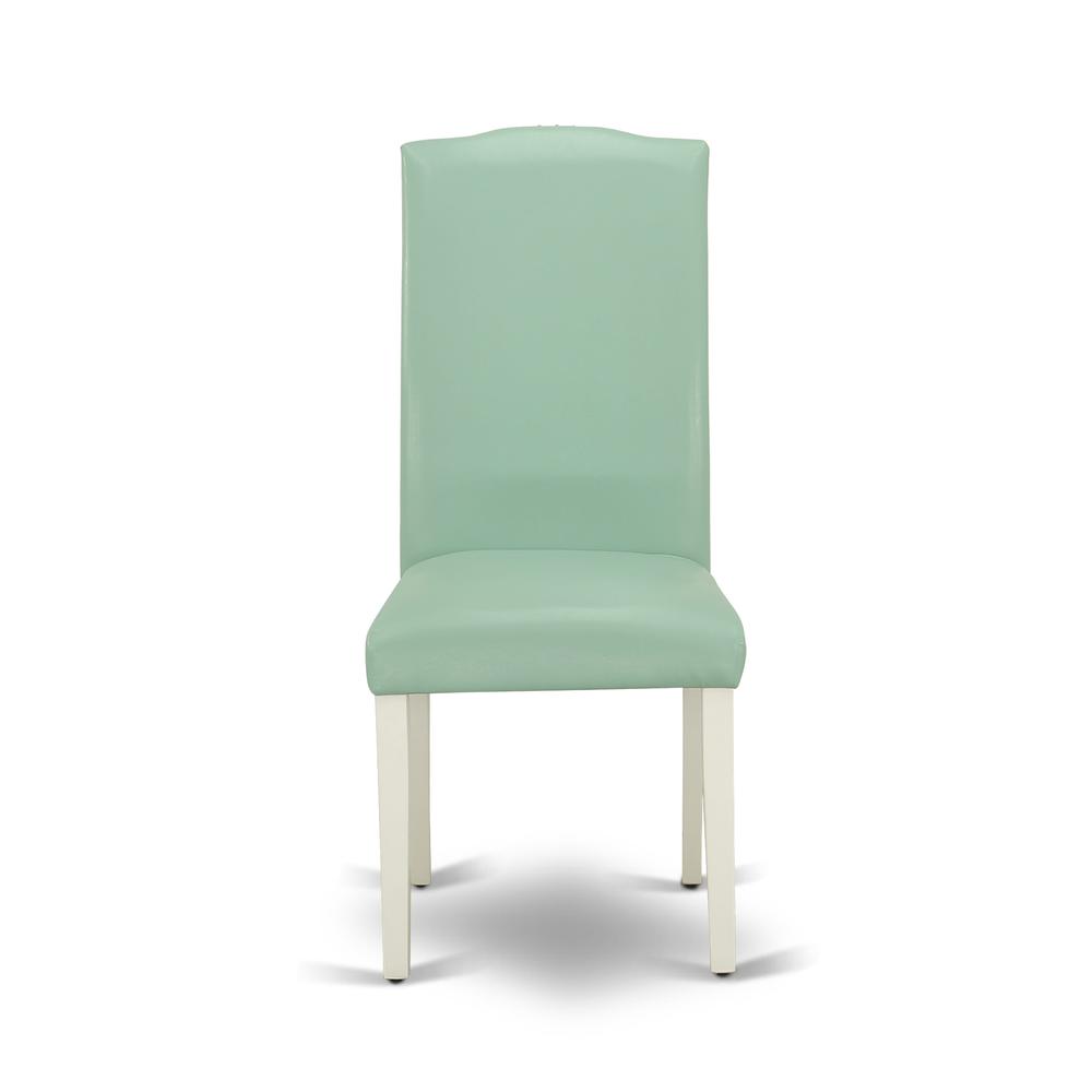 V026EN257-5 5 Pc Dining Room Set Contains a Linen White Dining Table and 4 Pond PU Leather Dining Chairs with High Back - Wire Brushed Linen White Finish
