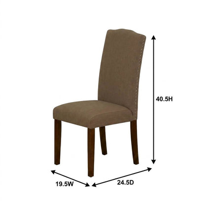 Upholstered Parsons Dining Chair with Wood Frame for Dining Room, Mahogany, Set of 2