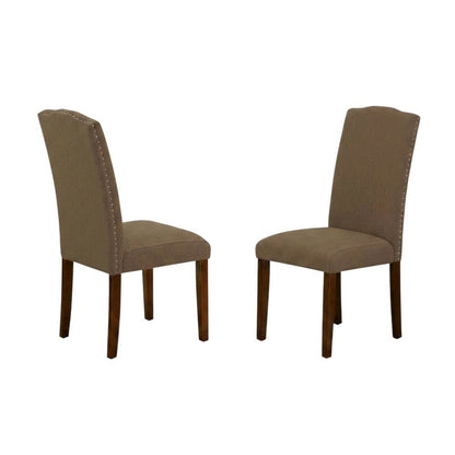 Upholstered Parsons Dining Chair with Wood Frame for Dining Room, Mahogany, Set of 2