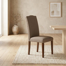 Upholstered Parsons Dining Chair with Wood Frame for Dining Room, Mahogany, Set of 2