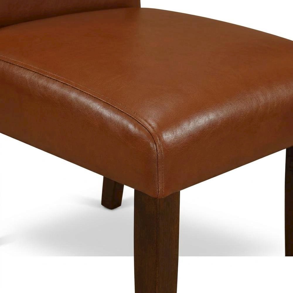 Upholstered Parsons Dining Chair with High Back, Mahogany, Set of 2