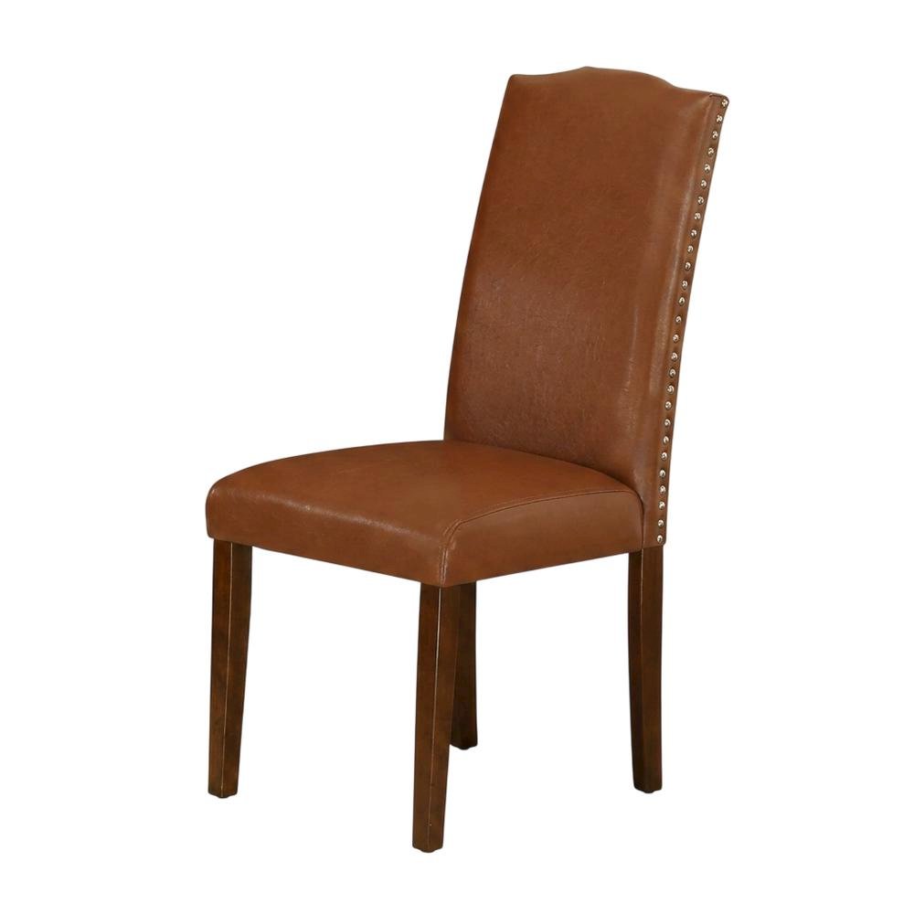 Upholstered Parsons Dining Chair with High Back, Mahogany, Set of 2