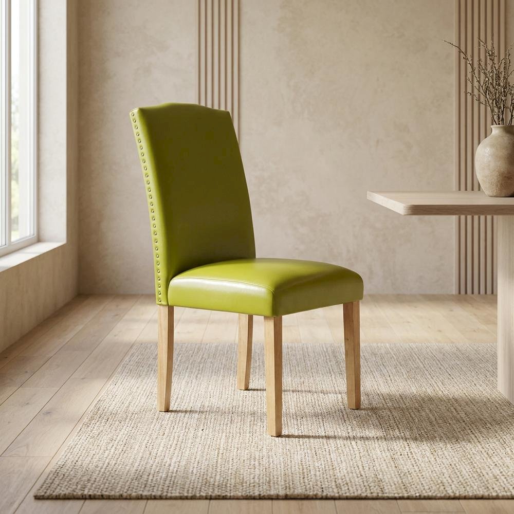 Parsons Dining Chair with High Back, Upholstered for Dining Room, Oak, Set of 2