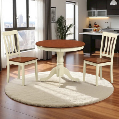 Elegant 3-Piece High Top Table and Chairs Set – White and Brown Finish