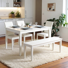 Elegant Solid Wood Dining Bench in White Sturdy Wooden Bench for Table