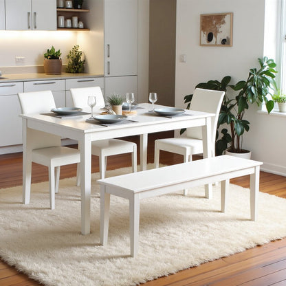Elegant Solid Wood Dining Bench in White Sturdy Wooden Bench for Table