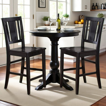 Elegant Counter Height Chairs – Wooden Bar Stools with Back, Black