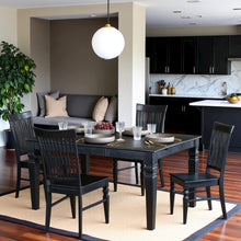 Black 5 Piece Dining Table Set with Chairs, Solid Wood Kitchen Table