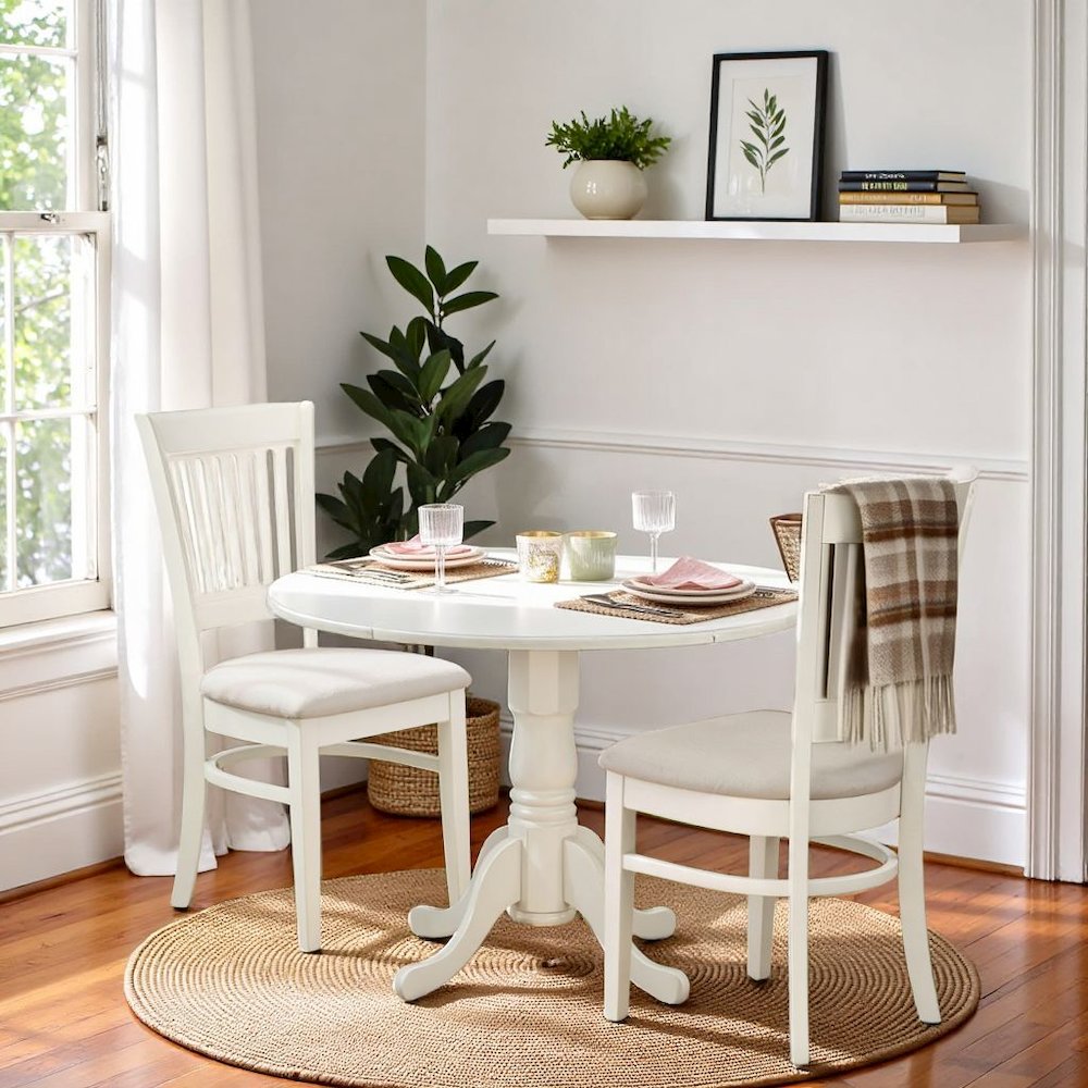 5 Piece Dining Table Set for 4 with White Kitchen Table and Chairs