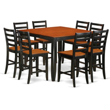 Square Dining Table Set for 8 with Counter Height Chairs in Black
