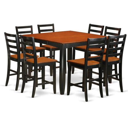 Square Dining Table Set for 8 with Counter Height Chairs in Black
