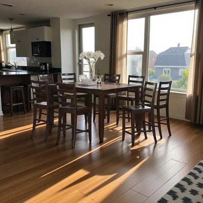 Elegant 9-Piece Square Dining Table Set for 8 with Counter Chairs