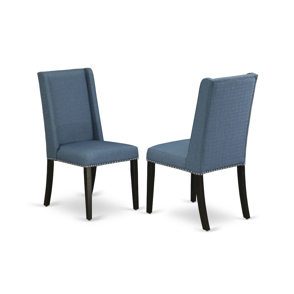 5 piece dining set consists of a dinner table and 4 Linen Fabric dining chairs
