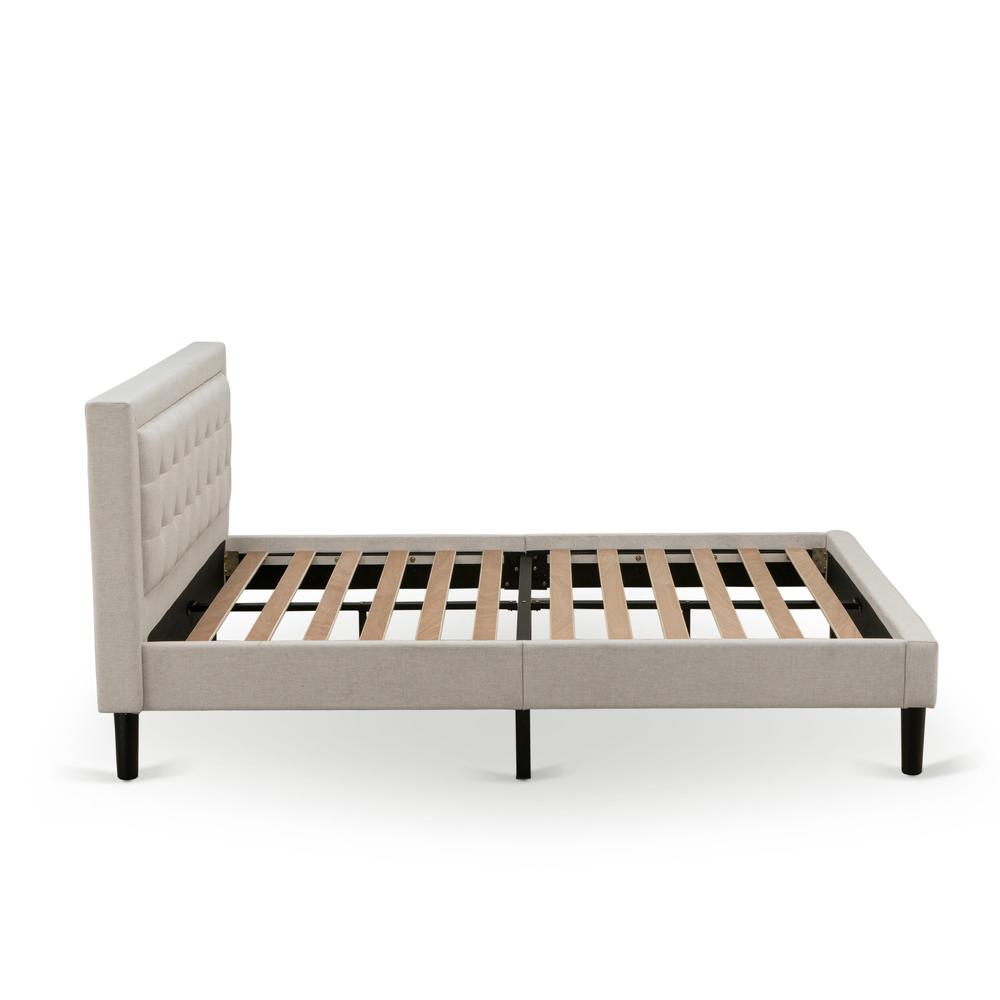 FN08Q-1DE05 2-Piece Fannin Queen Bed Set with 1 Modern Bed and a Bedroom Nightstand - Mist Beige Linen Fabric