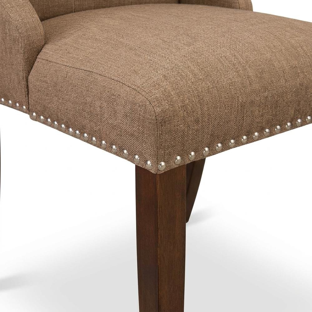 Linen-Upholstered Parsons Dining Chair with Button-Tufted Back, Set of 2
