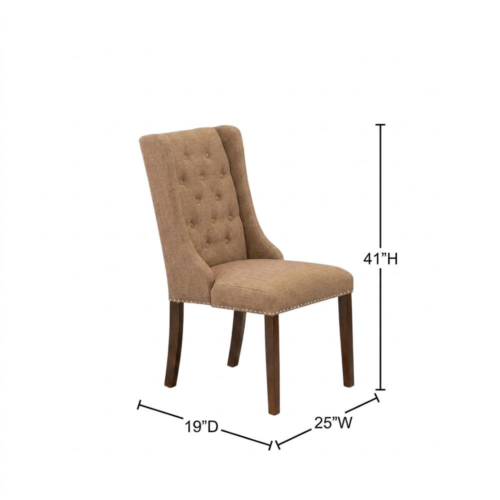 Linen-Upholstered Parsons Dining Chair with Button-Tufted Back, Set of 2