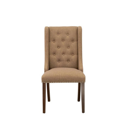 Linen-Upholstered Parsons Dining Chair with Button-Tufted Back, Set of 2