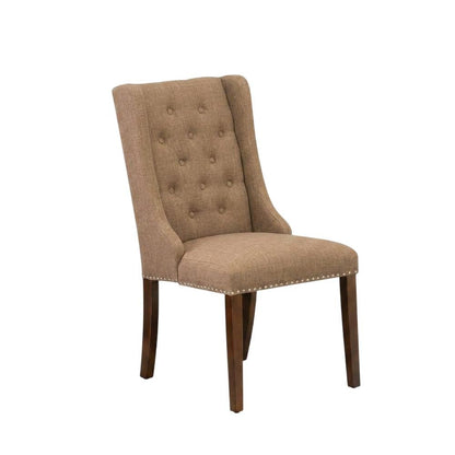 Linen-Upholstered Parsons Dining Chair with Button-Tufted Back, Set of 2