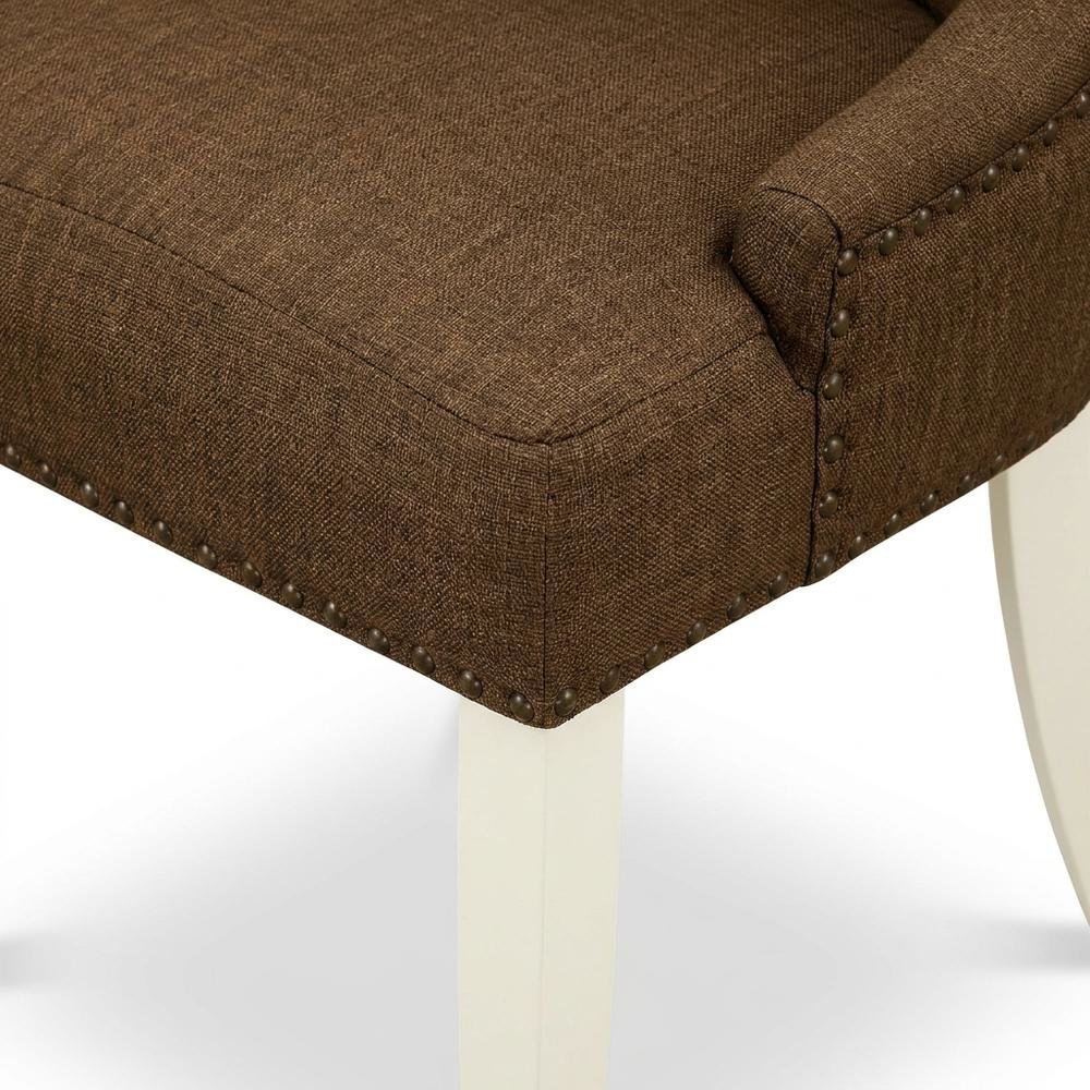 Linen-Upholstered Parsons Dining Chair with Button-Tufted Seat for Kitchen, Set of 2