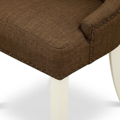 Linen-Upholstered Parsons Dining Chair with Button-Tufted Seat for Kitchen, Set of 2