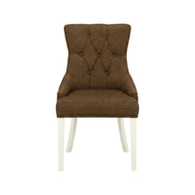 Linen-Upholstered Parsons Dining Chair with Button-Tufted Seat for Kitchen, Set of 2