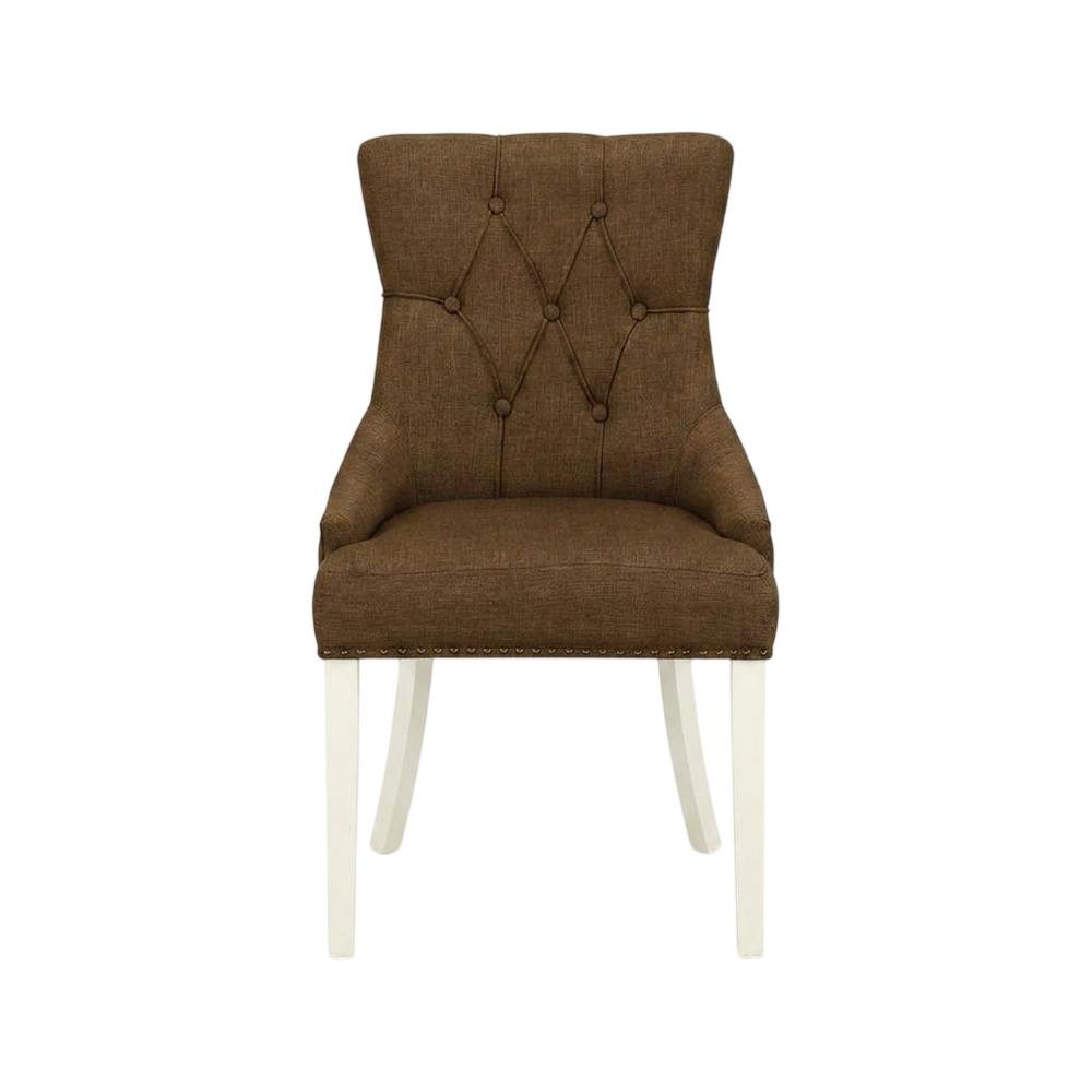 Linen-Upholstered Parsons Dining Chair with Button-Tufted Seat for Kitchen, Set of 2