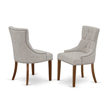 Linen-Upholstered Parsons Dining Chair with Legs for Dining Room, Mahogany, Set of 2
